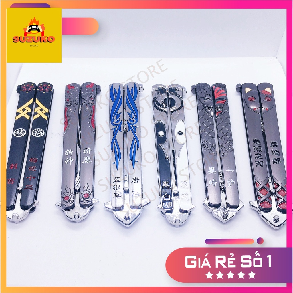 Dao Butterfly Knife luyện tập múa csgo gấp gọn - dao balisong Assassin Scalpel không sắc nhọn cao cấp dài 21cm