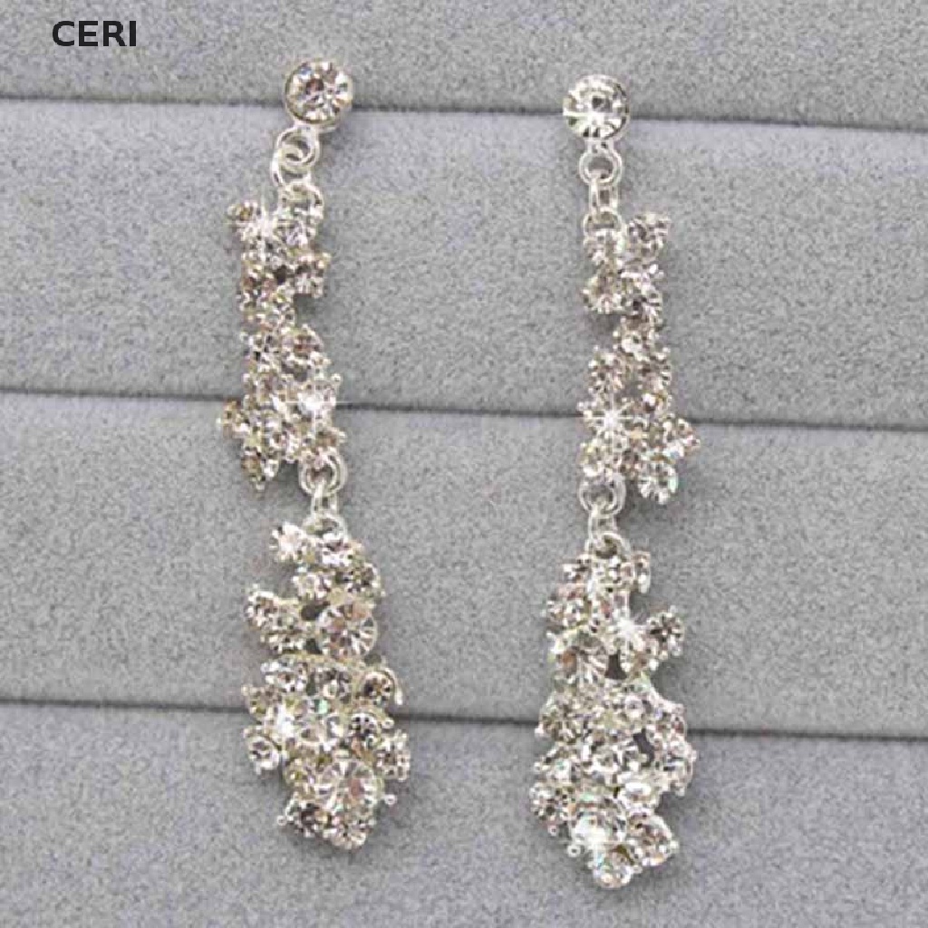 Set trang sức bông tai vòng cổ pha lê đính đá cho nữ dự tiệc cưới