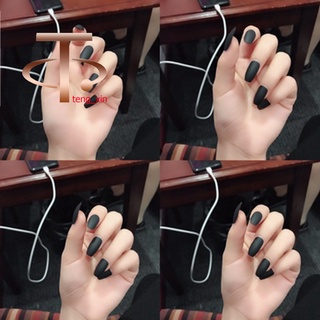 [Hàng mới về] Móng tay giả màu đen nhám có keo dán tiện dụng dành cho cô dâu