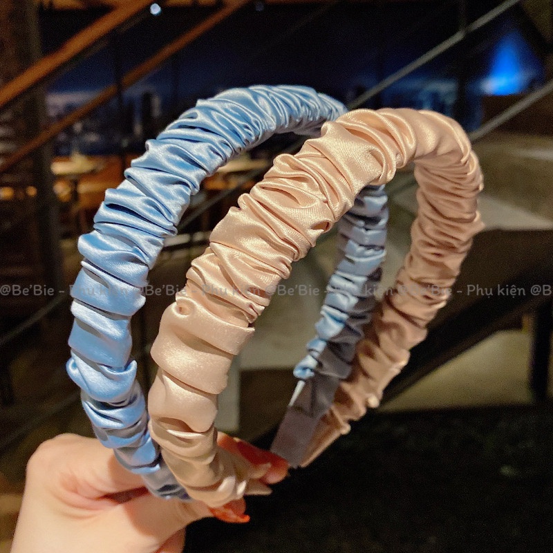 Cài tóc lụa satin nhún màu pastel gọng to BeBie - BP361