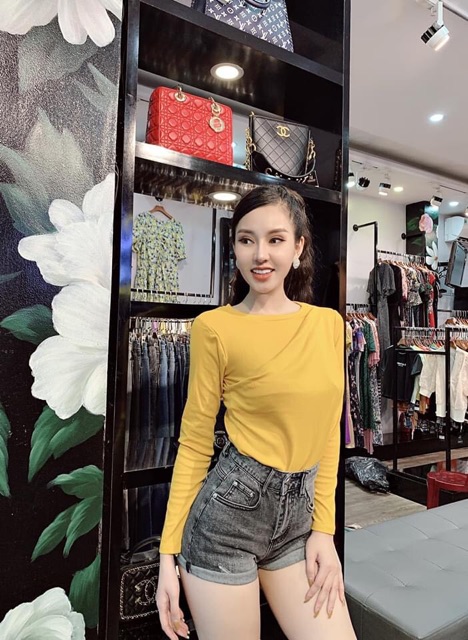 Áo thun dài tay rúm ngực 6 màu cho nữ (kèm ảnh thật)