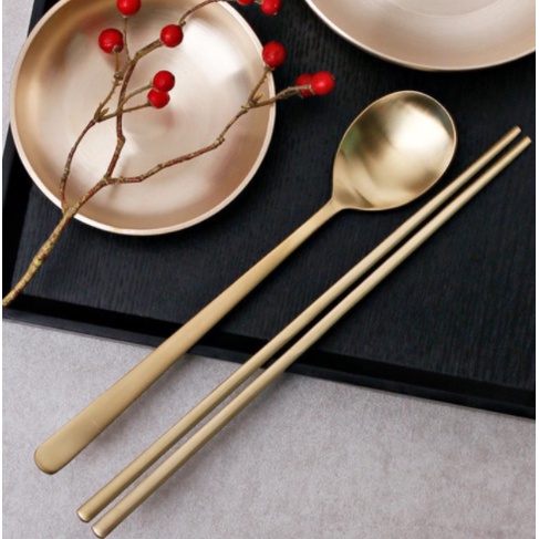 Sản xuất tại Hàn Quốc Muỗng và đũa của Hàn Quốc, SILVER thép, GOLD 2pcs