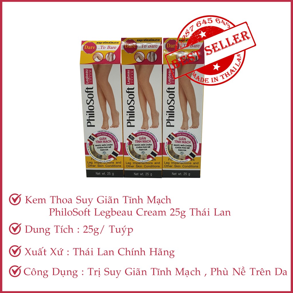 Kem Thoa Suy Giãn Tĩnh Mạch PhiloSoft Legbeau Cream 25g Thái Lan