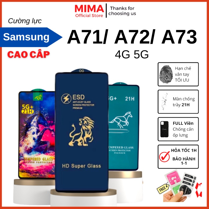 Kính cường lực Samsung A71 / A72 / A73 Full màn cao cấp OG+ độ cứng 21H siêu mượt hạn chế bám vân tay [MIMA]