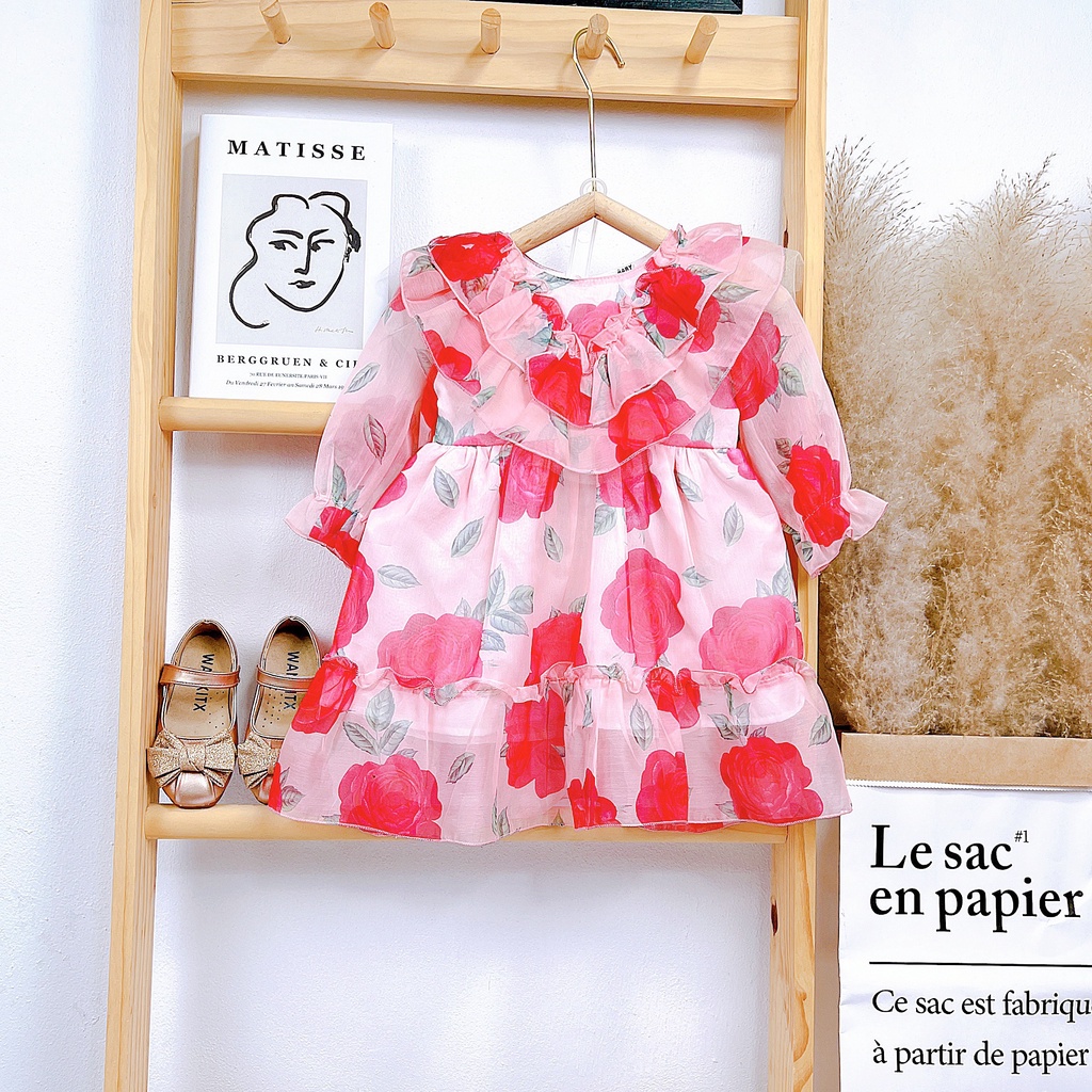 Váy tơ lụa 2 dây nơ buộc cho bé gái 8-20kg