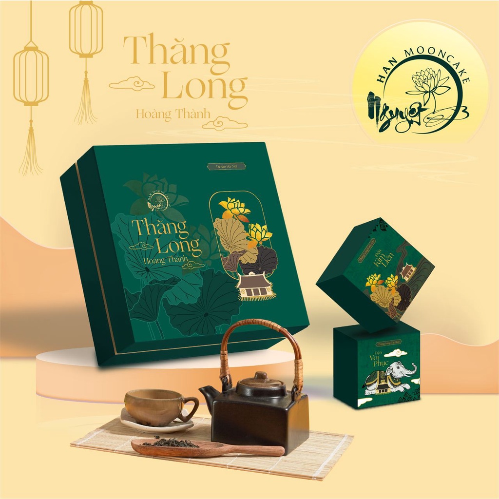 Bánh Trung Thu HAN MOONCAKE Nhất Nguyệt Như Ý Chất Lượng Thượng Hạng Hộp 5 Bánh 200gram Nhân Thập Cẩm Đặc Biệt