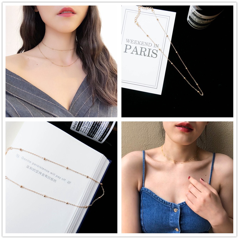 Vòng cổ chuỗi hạt dáng dài đơn giản hợp thời trang