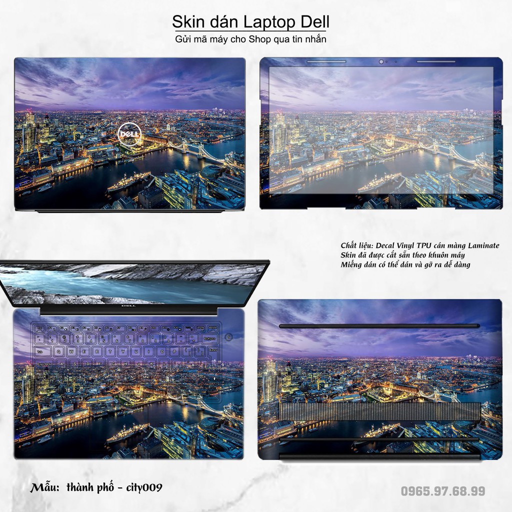 Skin dán Laptop Dell in hình thành phố nhiều mẫu 2 (inbox mã máy cho Shop)