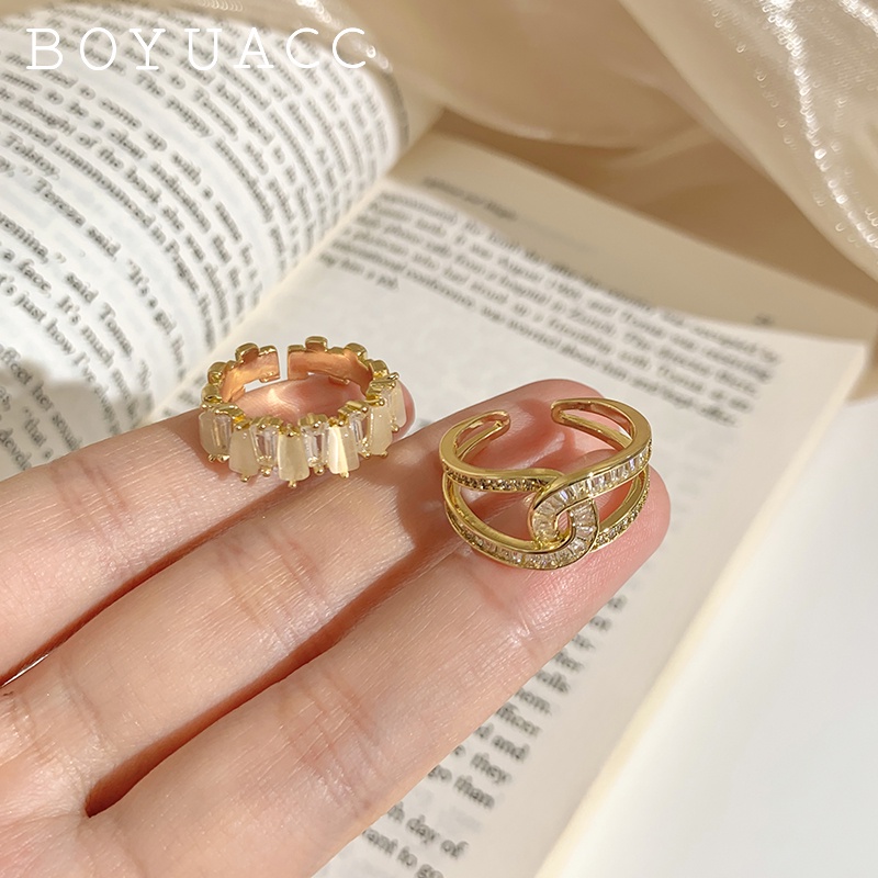 Nhẫn Đính Đá Zirconia Thời Trang Không Gây Dị Ứng Có Thể Điều Chỉnh Cho Nữ