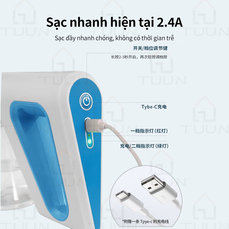 Máy Phun Sương Khử Trùng Không Dây Thiết Kế Cầm Tay Sạc USB Tiện Dụng