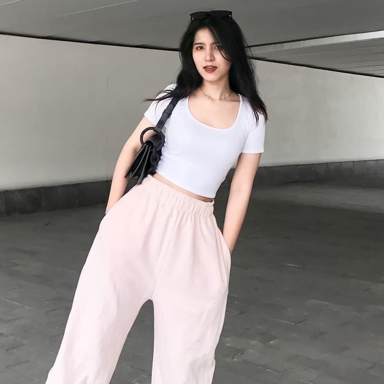 Áo croptop cổ vuông Shynstores form ôm vải giãn cao cấp nhiều màu