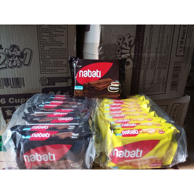 Bánh Kem Xốp Nabati Siêu Ngon - Lốc 10 Gói 20gr - 2 Vị Phô Mai - Socola [DATE LUÔN MỚI]