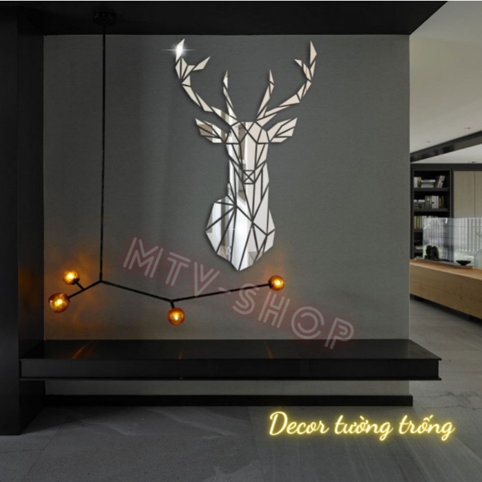 Gương Dán Tường 3D | HOT TREND | Hình Đầu Hươu Làm Bằng Acrylic DECOR Phòng Ngủ, Gương Trang Trí Nội Thất