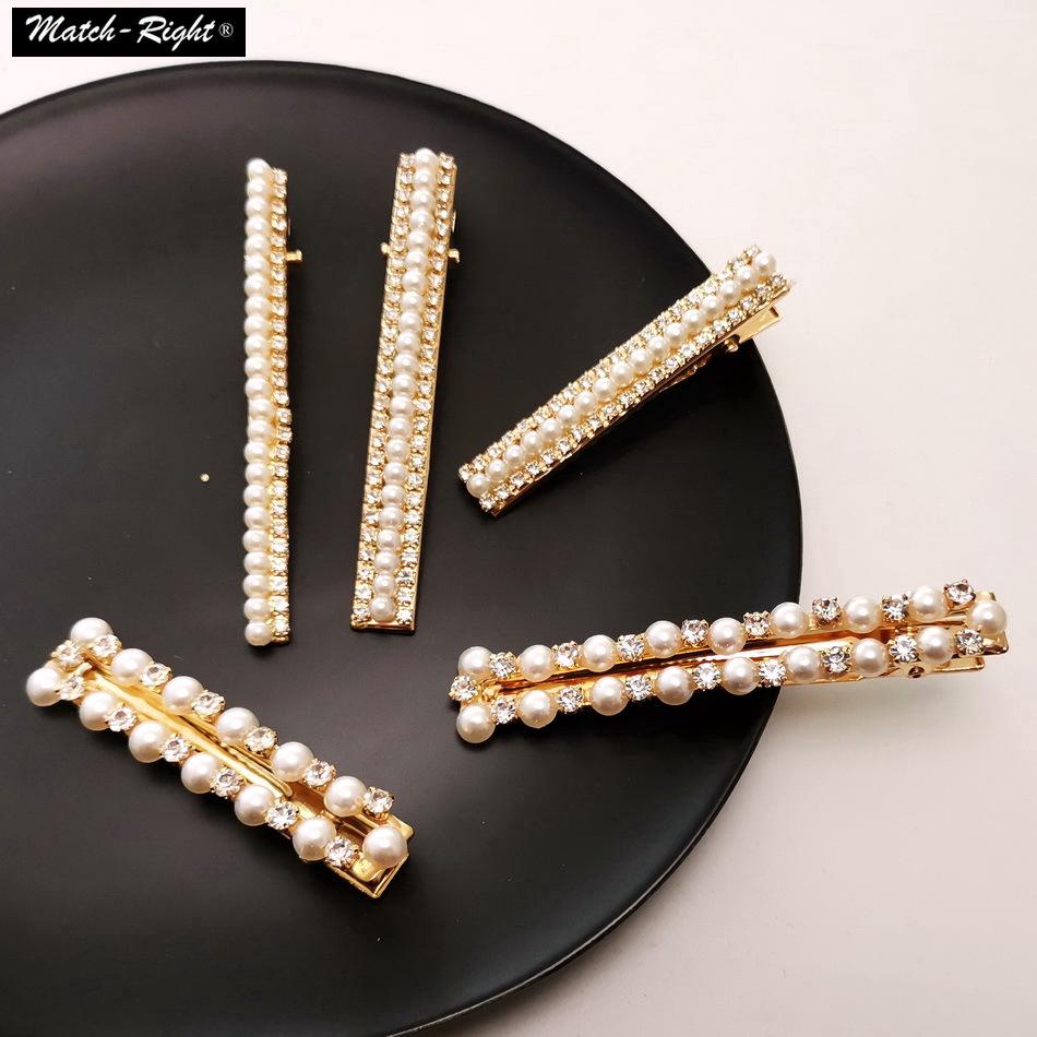 Set of 5pcs Pearl Hair Clips Retro Style Rhinestone Hair Clip Fashion Side Clips