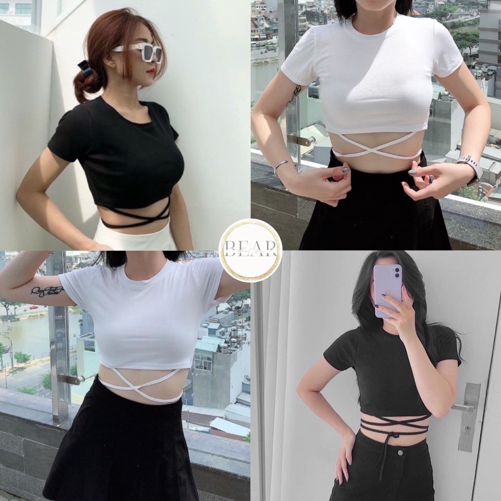 ÁO CROPTOP KIỂU NỮ DÂY ĐAN EO CHẤT BORIP DÀY DẶN STYLE CÁ TÍNH - AK0014 | bear.story