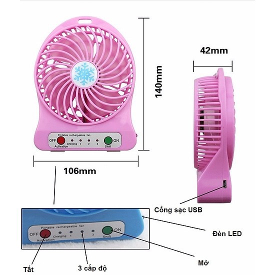 Quạt mini siêu mát nhỏ gọn tiện dụng