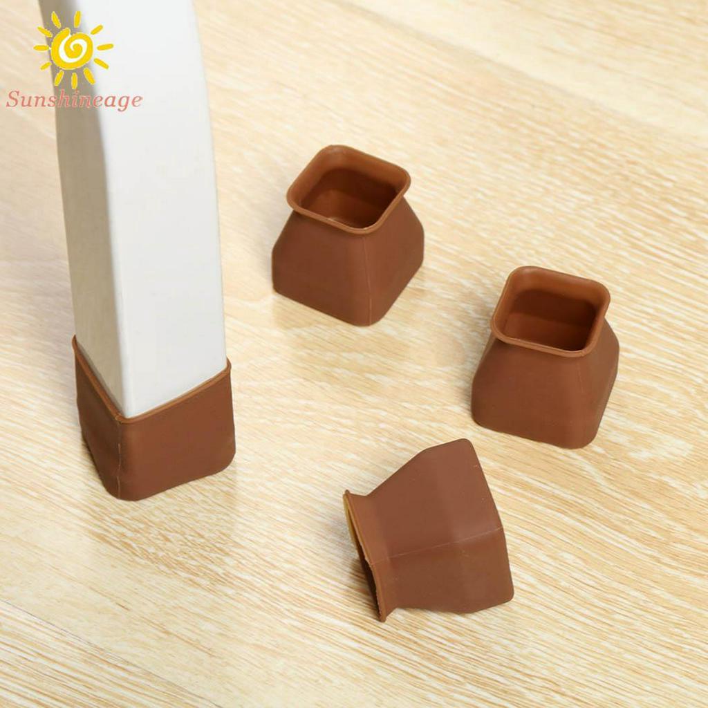 Set 16 miếng bọc chân bàn ghế bằng Silicon chống trượt hình vuông