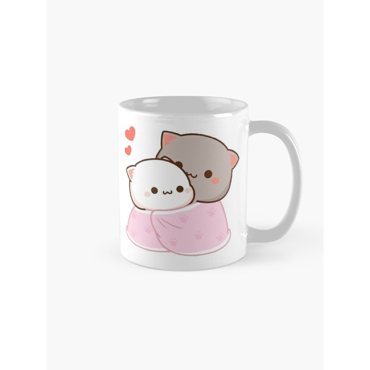 Cốc sứ uống trà cafe in hình Cat mochi hình gấu pande dễ thương cốc sứ văn phòng