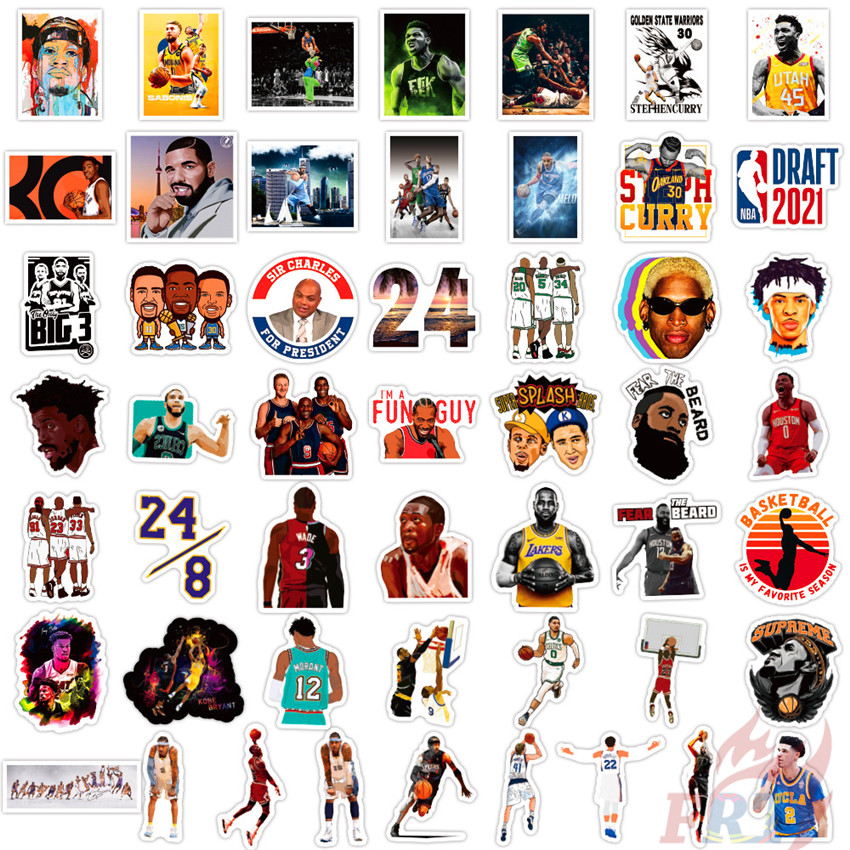 100Pcs/Set ❉ NBA Superstar Mixed Basketball Star Series B Mixed Sports Stickers ❉ Professional Basketball Player DIY Fashion Mixed Waterproof Doodle Decals Stickers