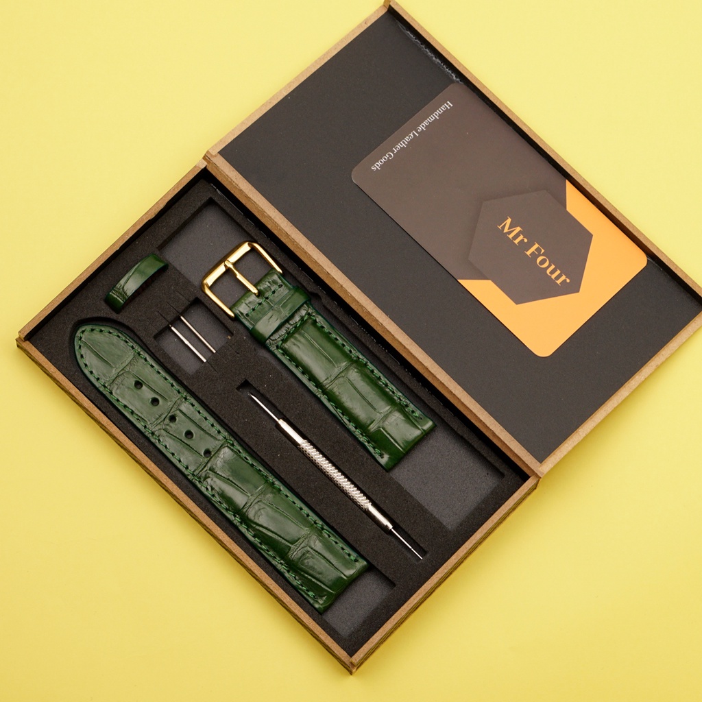 Dây Đồng Hồ Da Cá Sấu Màu Xanh Lá MrFour | Crocodile Leather Watch Bands