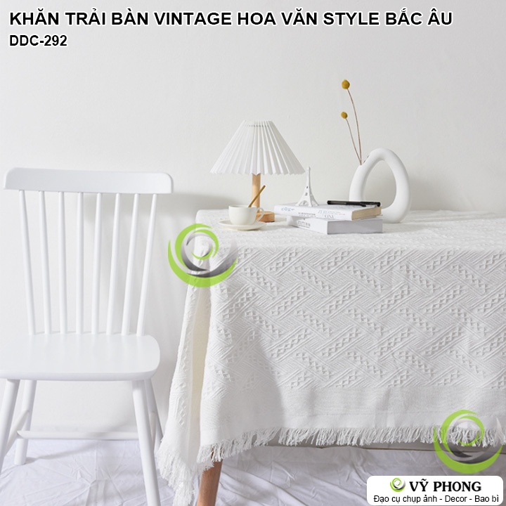 KHĂN TRẢI BÀN VINTAGE HỌA TIẾT BẮC ÂU IN NỔI HOA VĂN 3D TRANG TRÍ NHÀ BẾP ĐẠO CỤ DECOR CHỤP ẢNH SẢN PHẨM DDC-292