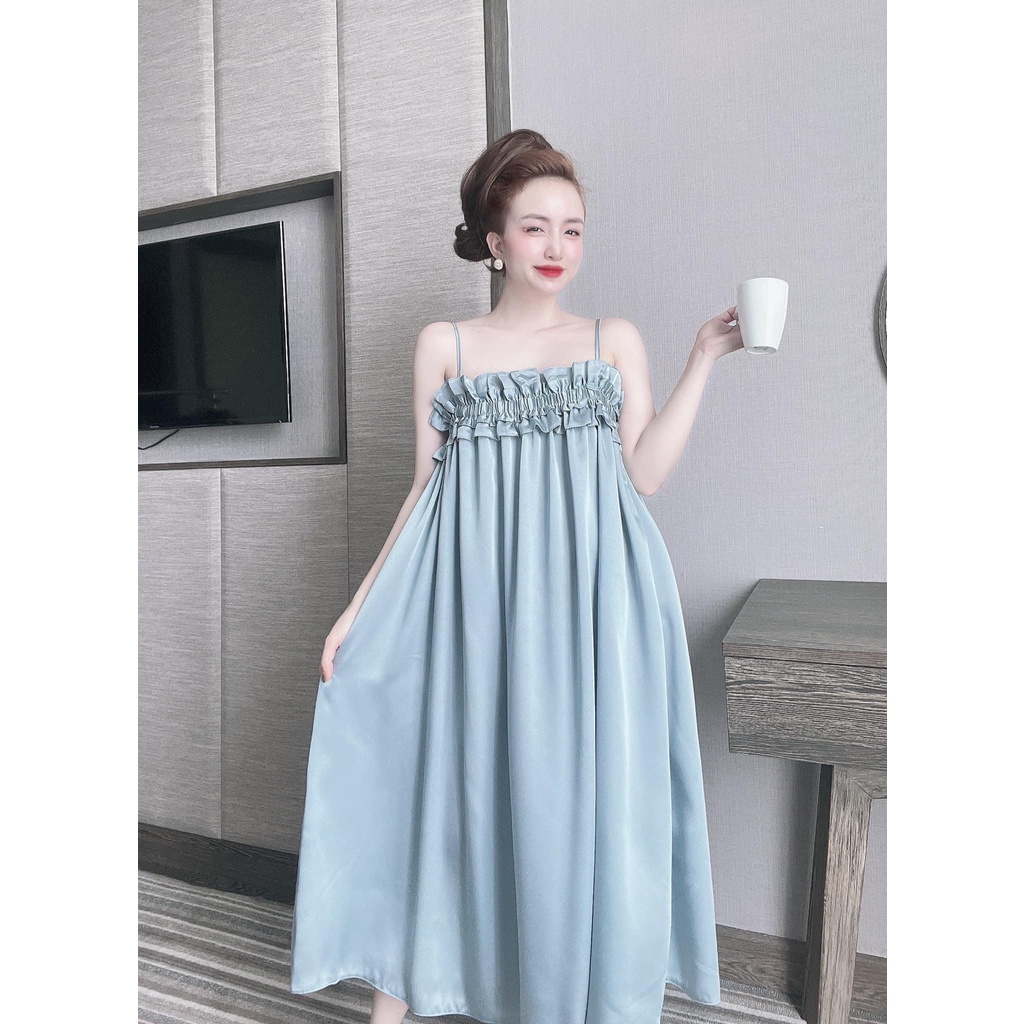 Đầm ngủ 2 dây - váy ngủ gợi cảm có bo ngực chất lụa satin mát, mịn mặc nhà thoải mái [DN43]