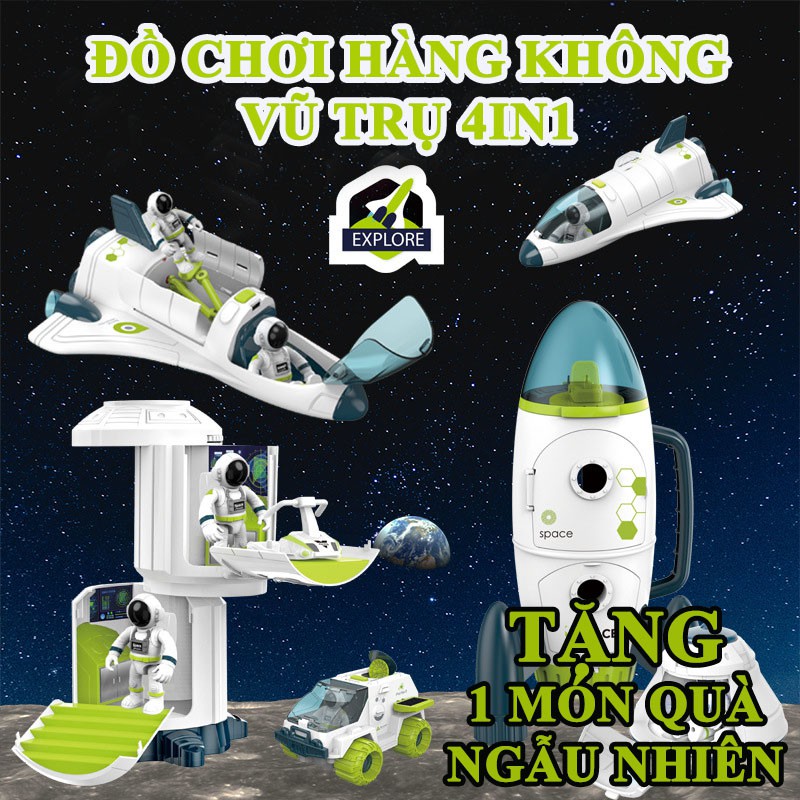 Bộ đồ chơi không gian tàu vũ trụ tên lửa hàng không series có âm thanh cho bé size lớn