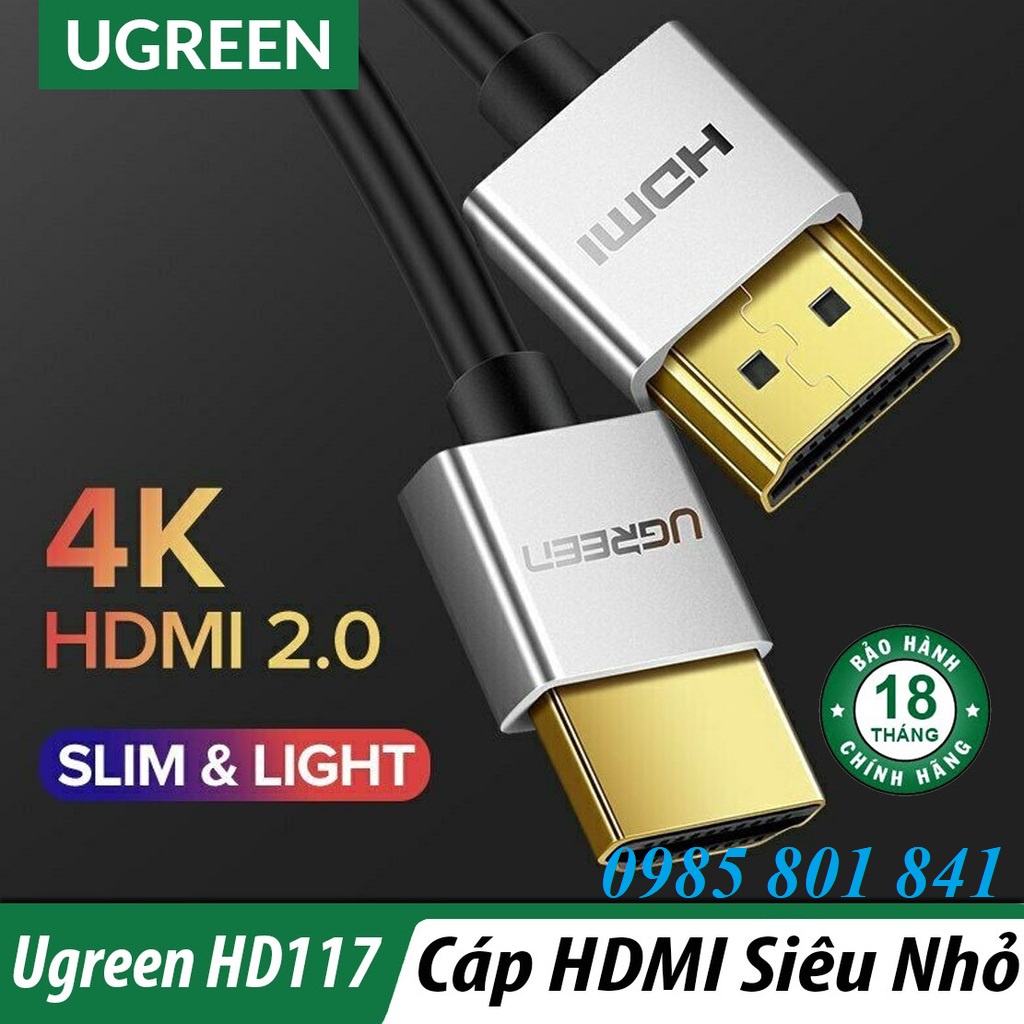 Cáp HDMI 2.0 Sợi Siêu Nhỏ Cao Cấp UGREEN HD117 - Hàng Chính Hãng - Hỗ Trợ 4k@60Hz