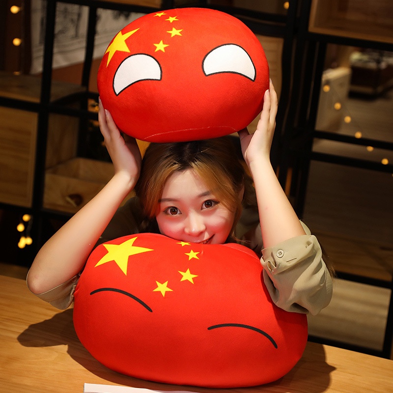 Gối tích hợp đồ chơi búp bê nhồi bông hình hoạt hình anime Polandball và lá cờ tổ quốc làm quà tặng cho bé
