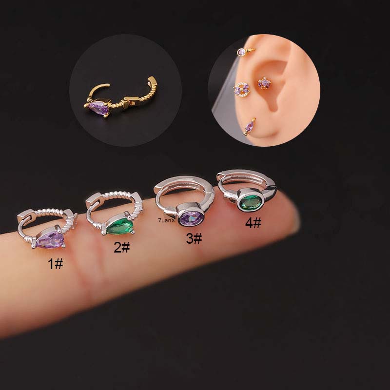 1 Khuyên Tai Tròn Đồng Đính Đá Zircon 20G