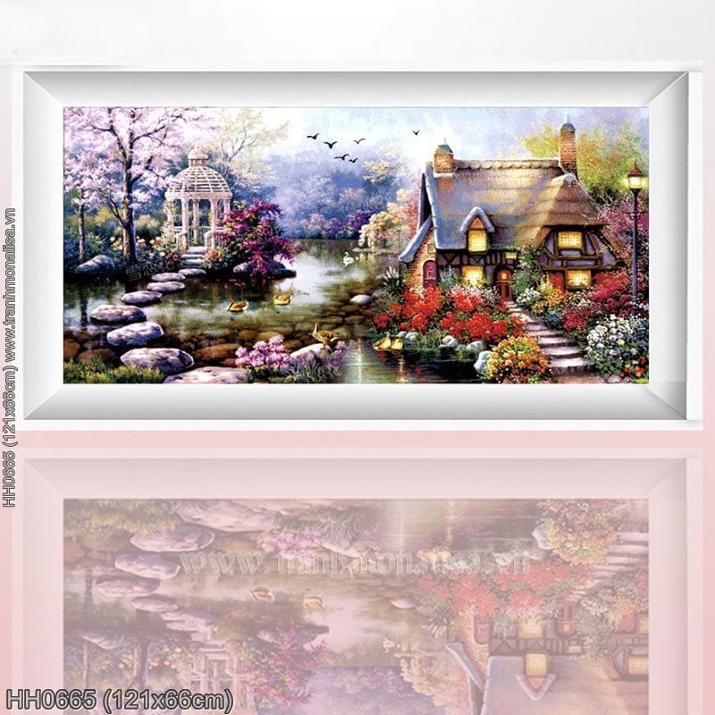 Tranh thêu kín Ngôi nhà hạnh phúc (HH0665) 💥 kích thước 121*66 cm 📌