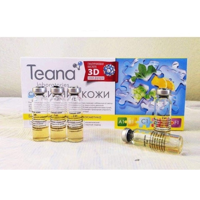 Tinh chất tươi Colagen Teana C1 hàng chuẩn Nga full hộp 10 ống - Chính hãng