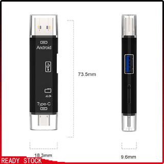 5 in 1 USB 2.0 Type C / USB / Micro USB SD TF Memory Card Reader OTG Adapter