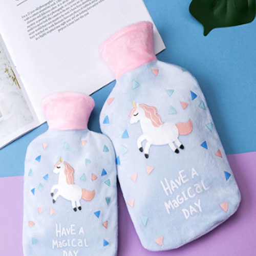 Túi Chườm Nóng Lạnh Đa Năng Hình Ngựa Pony Dễ Thương 0.5/Chườm Khi Đau Bụng Kinh Nguyệt 500ml-Tặng cọ quét mặt nạ 17cm