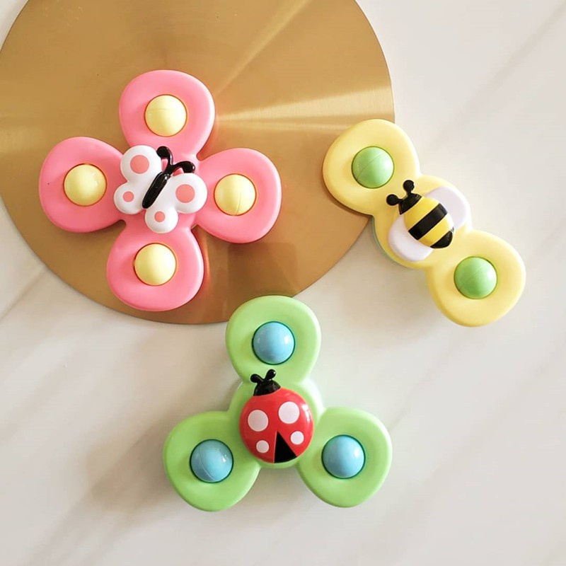 đồ chơi con quay spinner hình côn trùng vui nhộn cho bé, bộ 3 chong chóng dính tường cho bé