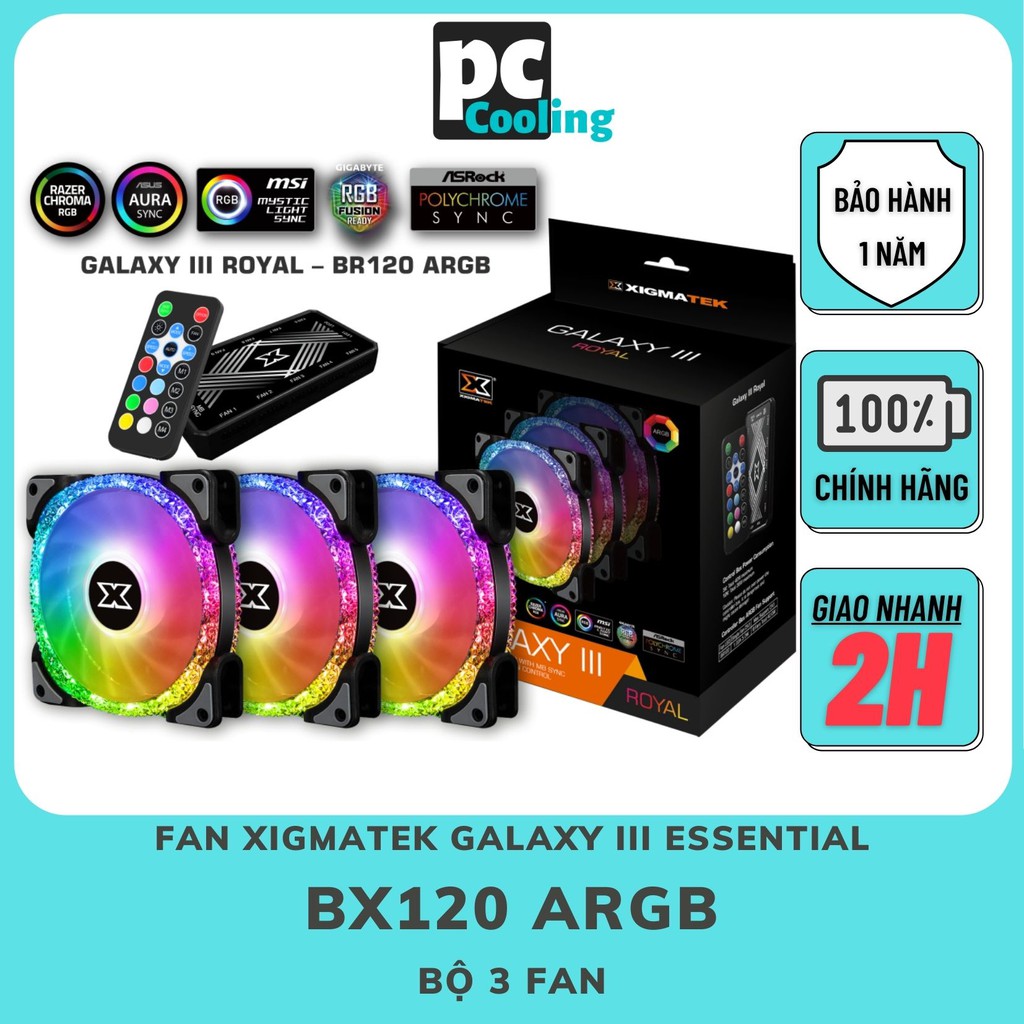 Fan Case Xigmatek GALAXY LED ARGB- Bộ 3 Fan, đồng bộ với mainboard