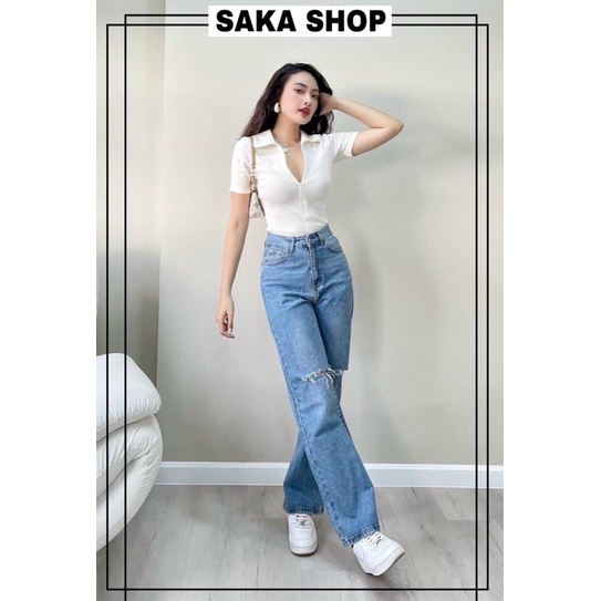 Áo croptop nữ cổ sơ mi dây kéo khoá phía trước