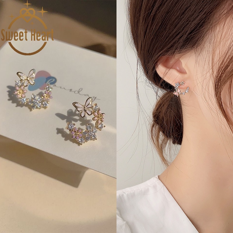Bông Tai Mạ Bạc 925 Hình Nơ Hồng Thời Trang Hàn Quốc Đơn Giản Cho Nữ