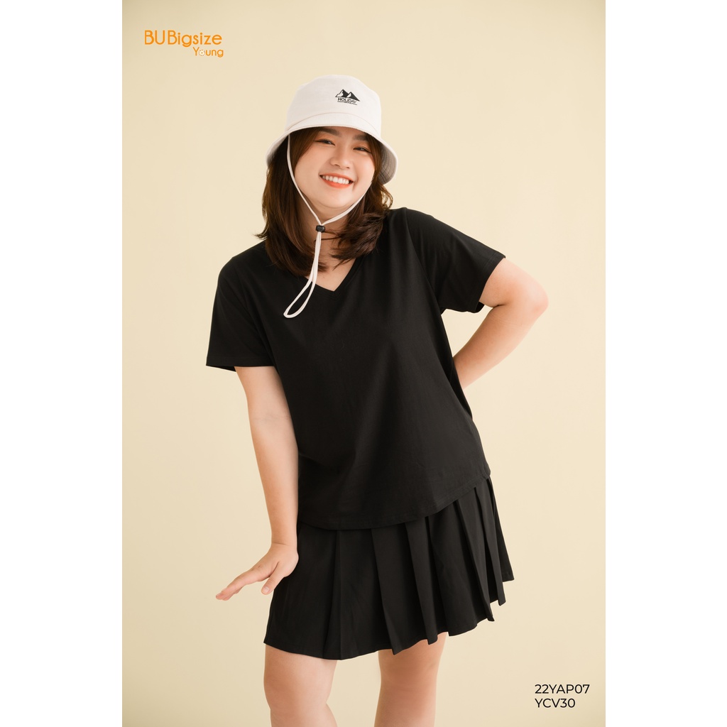 Áo phông trơn cổ tim BIGSIZE (55kg đến 95kg) - 22YAP07 - [BU Bigsize Young]