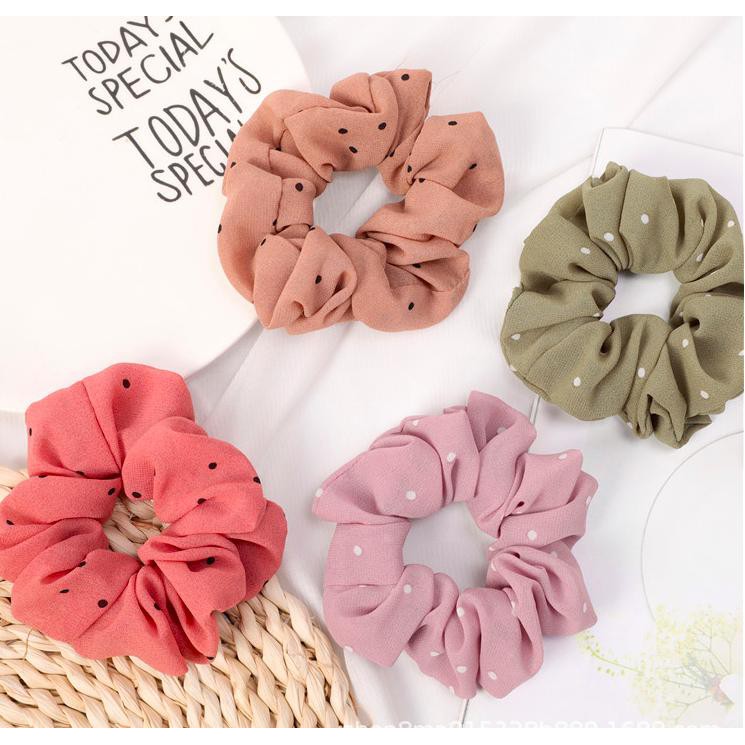Dây cột tóc scrunchies xanh dương xanh lá dễ thương TIMSTORE phụ kiện buộc tóc phong cách hàn quốc