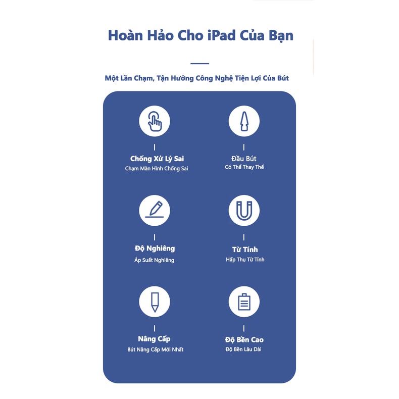 Bút Cảm Ứng PenciI Gen 2 Cho lPad, Chức Năng Chống Chạm, Nét Nghiêng, Từ Tính Hút Chạm