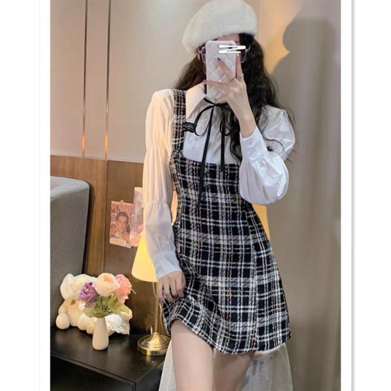 [ẢNH THẬT 100%] SET SƠ MI TAY BỒNG MIX YẾM DẠ TWEET SIÊU XINH