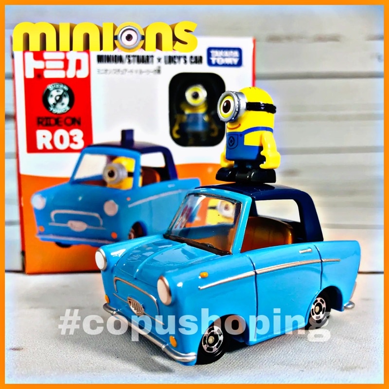 Mô hình Minions Stuart lái xe hơi Ride on Sự trỗi dậy của Gru Tomica Takara Tomy