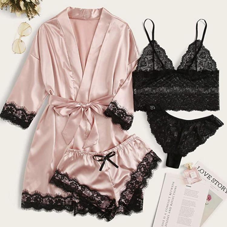 (MớI) Bộ Pijama 4 Dây VảI Satin Ren GợI CảM DàNh Cho Nữ