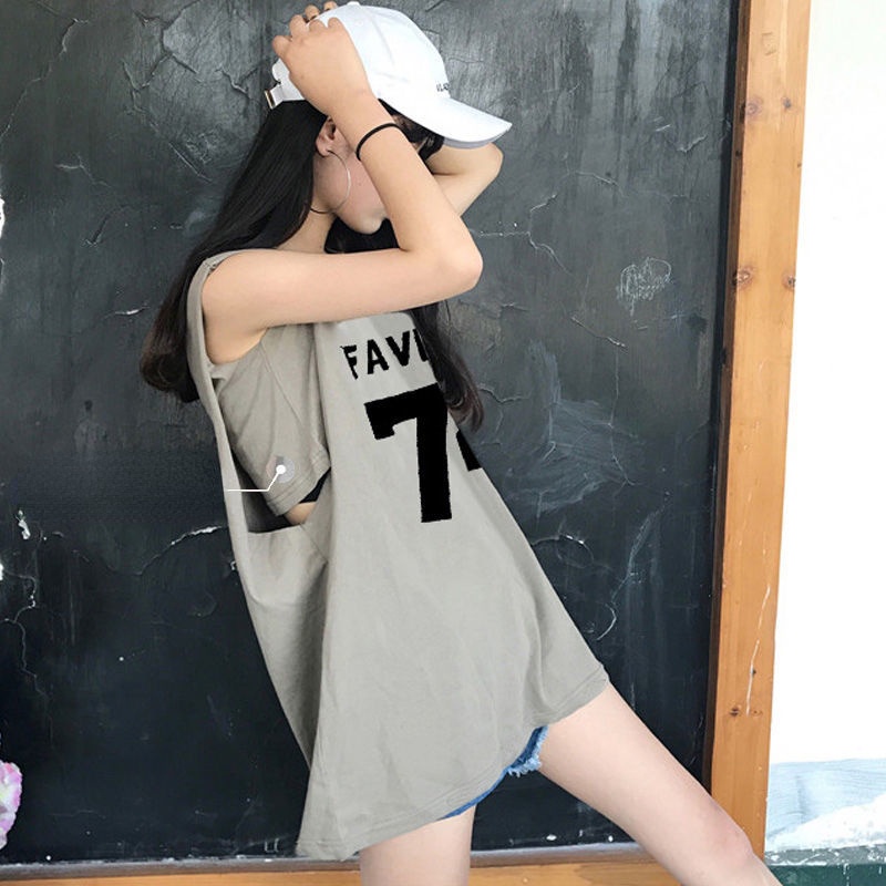 Áo Thun Không Tay Giả Hai Lớp Dáng Rộng Phong Cách Retro Thời Trang Mùa Hè Dành Cho Nữ