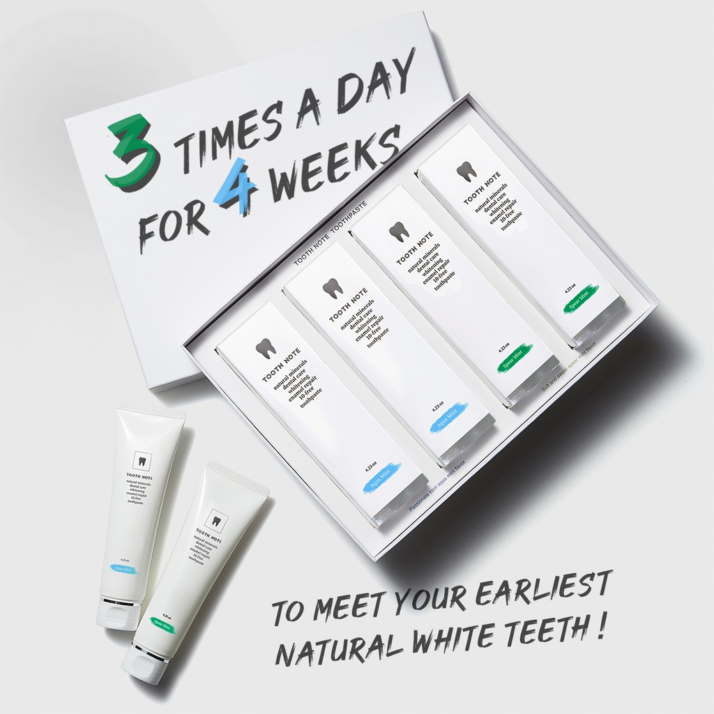 [TOOTHNOTE] Premium Natural Whitening Toothpaste 2pcs set (Aqua+Spear mint flavor), Tooth Whitening, Fluorine/Sugar/Paraben Free