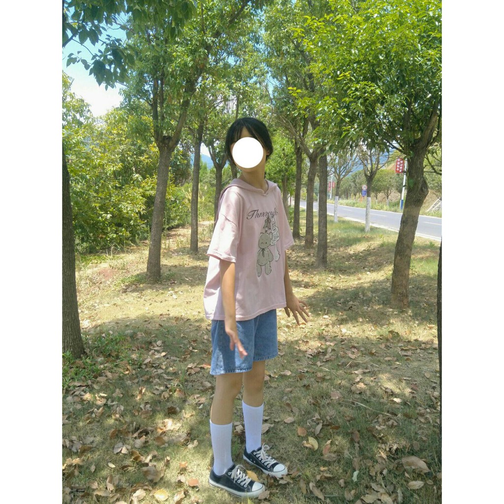 Quần đùi denim dáng rộng thời trang phong cách hàn quốc