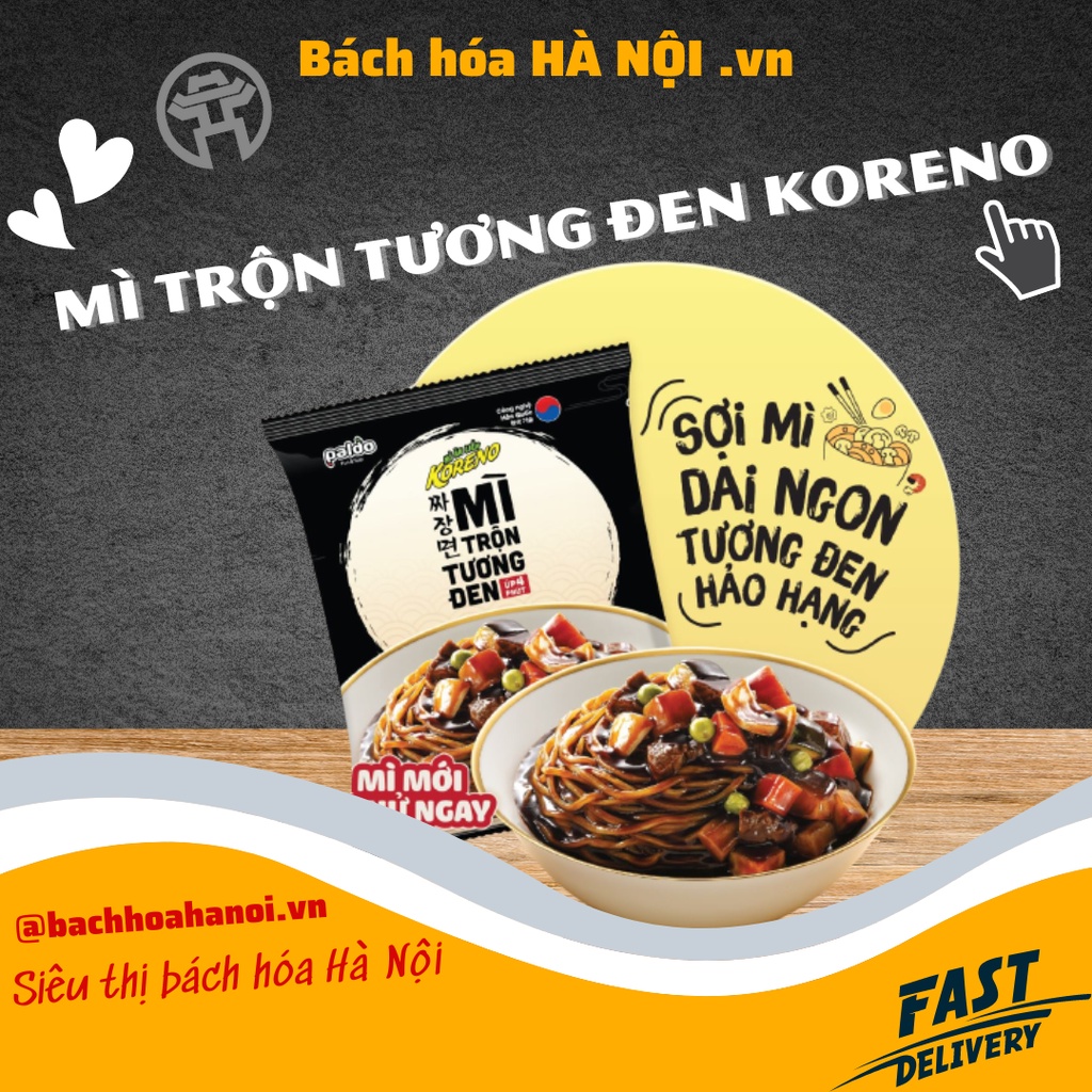 Mì Trộn Tương Đen Paldo Koreno Úp 4 Phút 78g