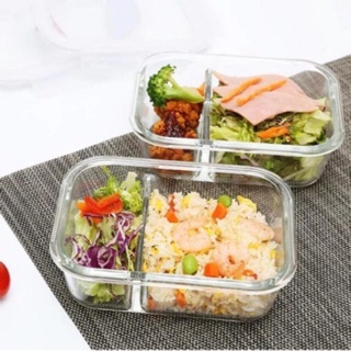 Thố thủy tinh hình chữ nhật 2 ngăn