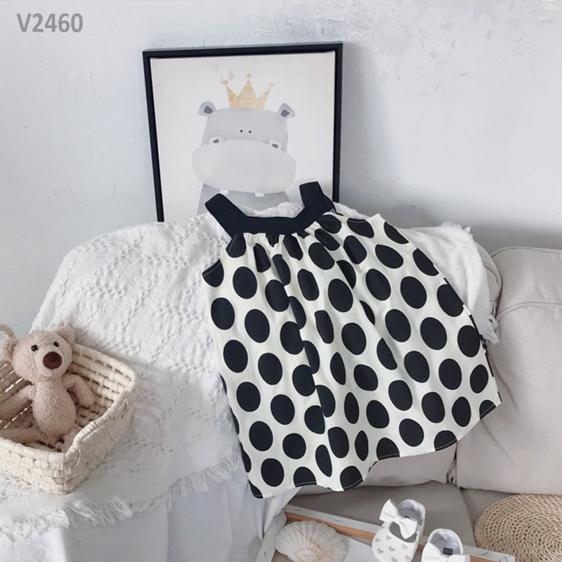 (10-18kg)QCCC-Đầm 2 dây chấm bi sang chảnh cho bé gái(ảnh clip thật 100%)